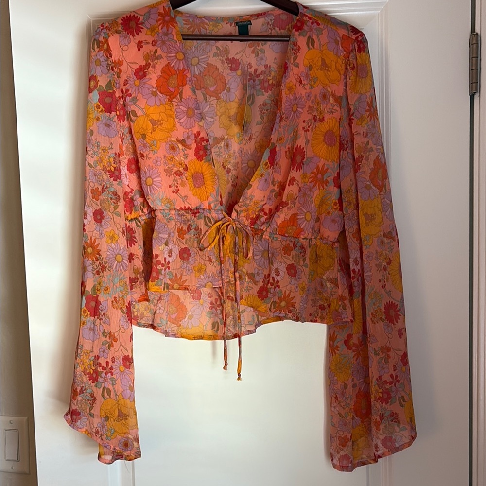 Floral Pink and Orange Women's Top